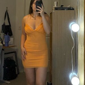 Boutique - Blue Blush Vibrant Orange Dress